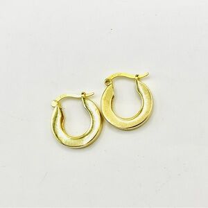 Beautiful 925 sterling silver 14k gold plated thick hollow hoop earrings
